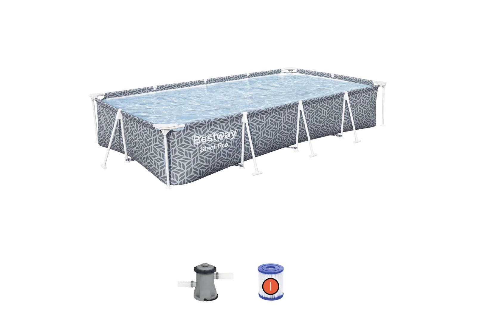 Bestway Leaf Print Rectangle Steel Pro Pool Set 12ft x 6.6ft x 26in 4