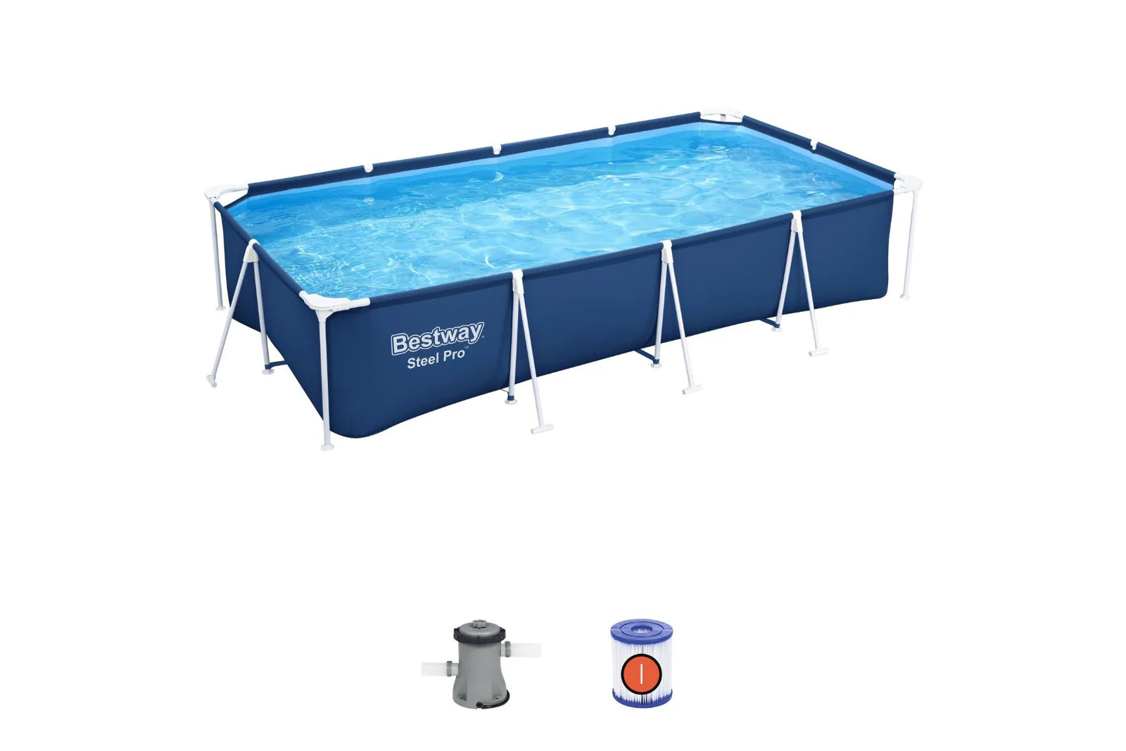 Bestway Rectangle Steel Pro Pool Set 13.1ft x 6.11ft x 32in 2