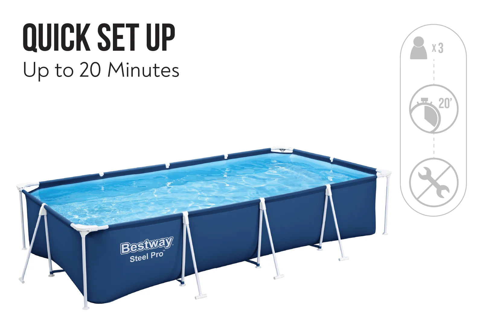 Bestway Rectangle Steel Pro Pool Set 13.1ft x 6.11ft x 32in 7