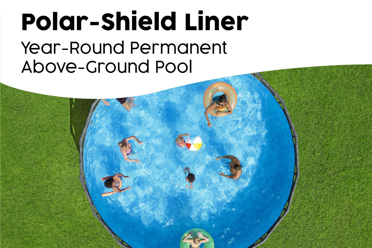 Bestway APX 365 18ft round pool overhead view with Polar-Shield liner