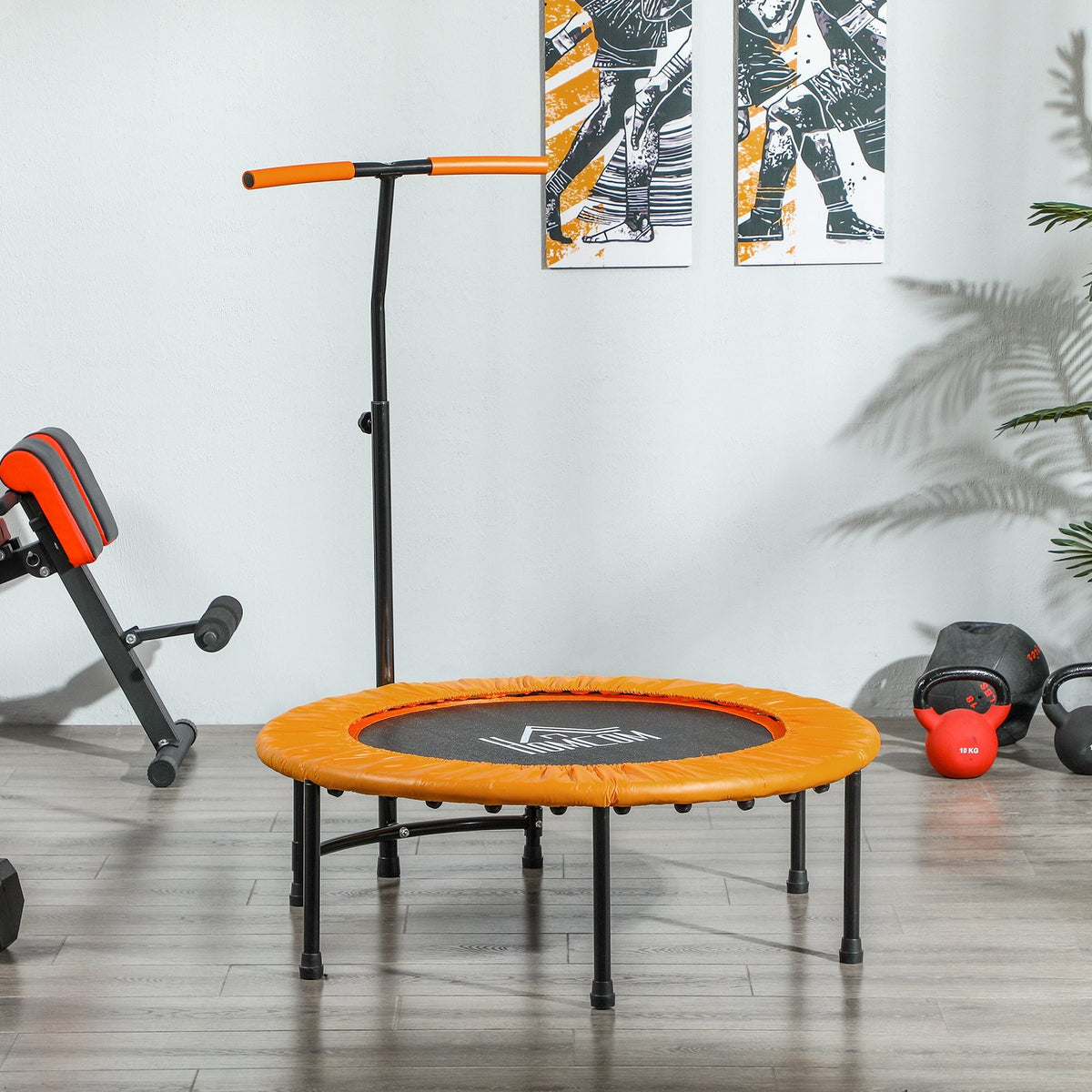 HOMCOM 40" Mini Fitness Trampoline with Handle - Black