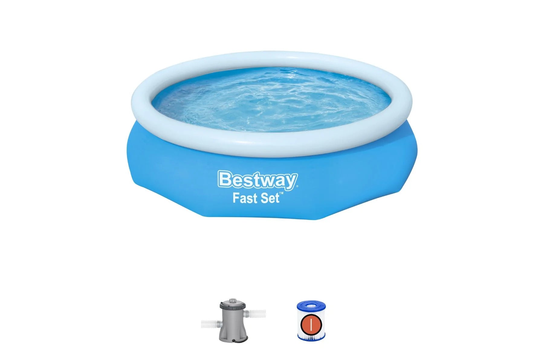 Bestway 10ft x 30in Blue Round Fast Set Inflatable Pool Set 1