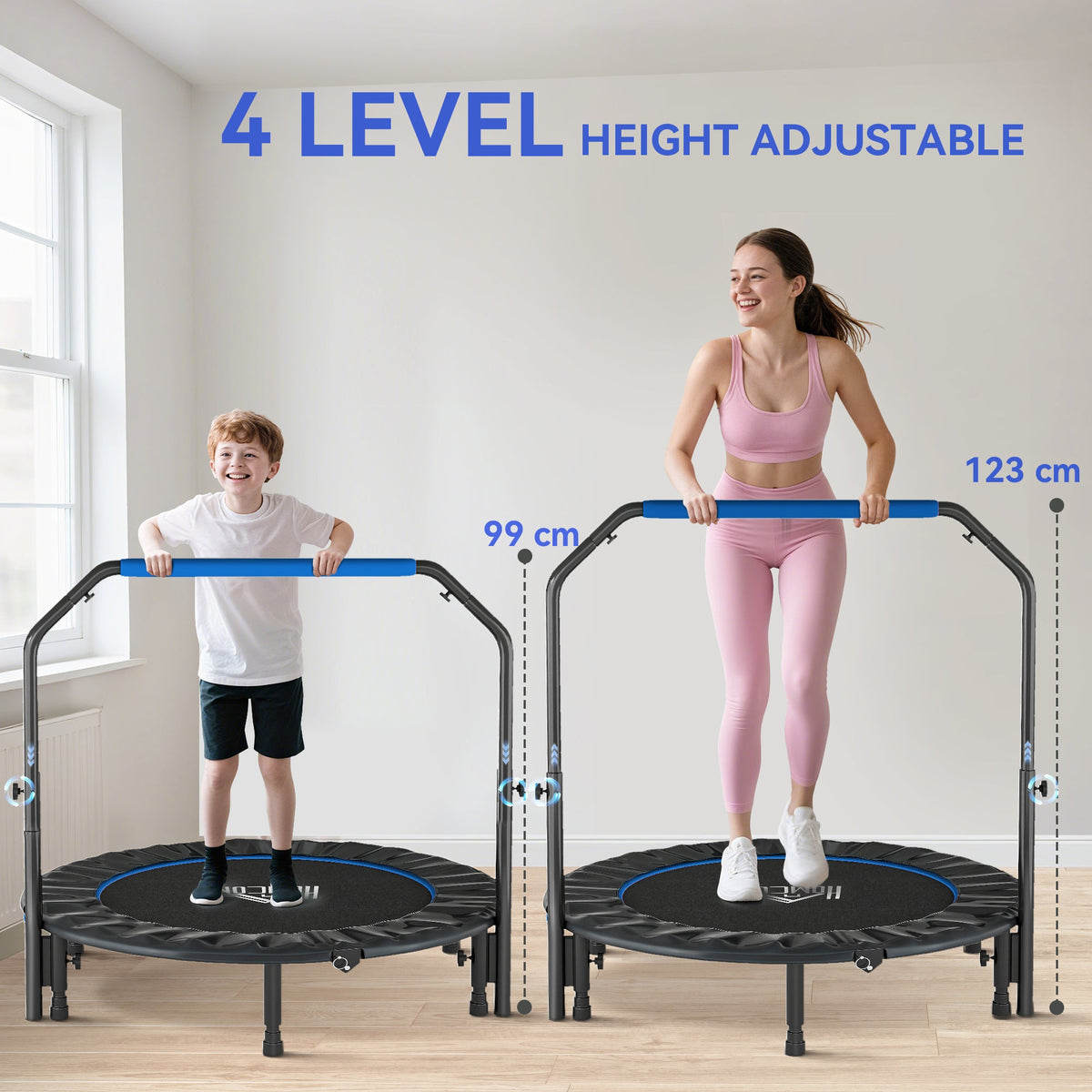 HOMCOM 48" Foldable Mini Fitness Trampoline - Black