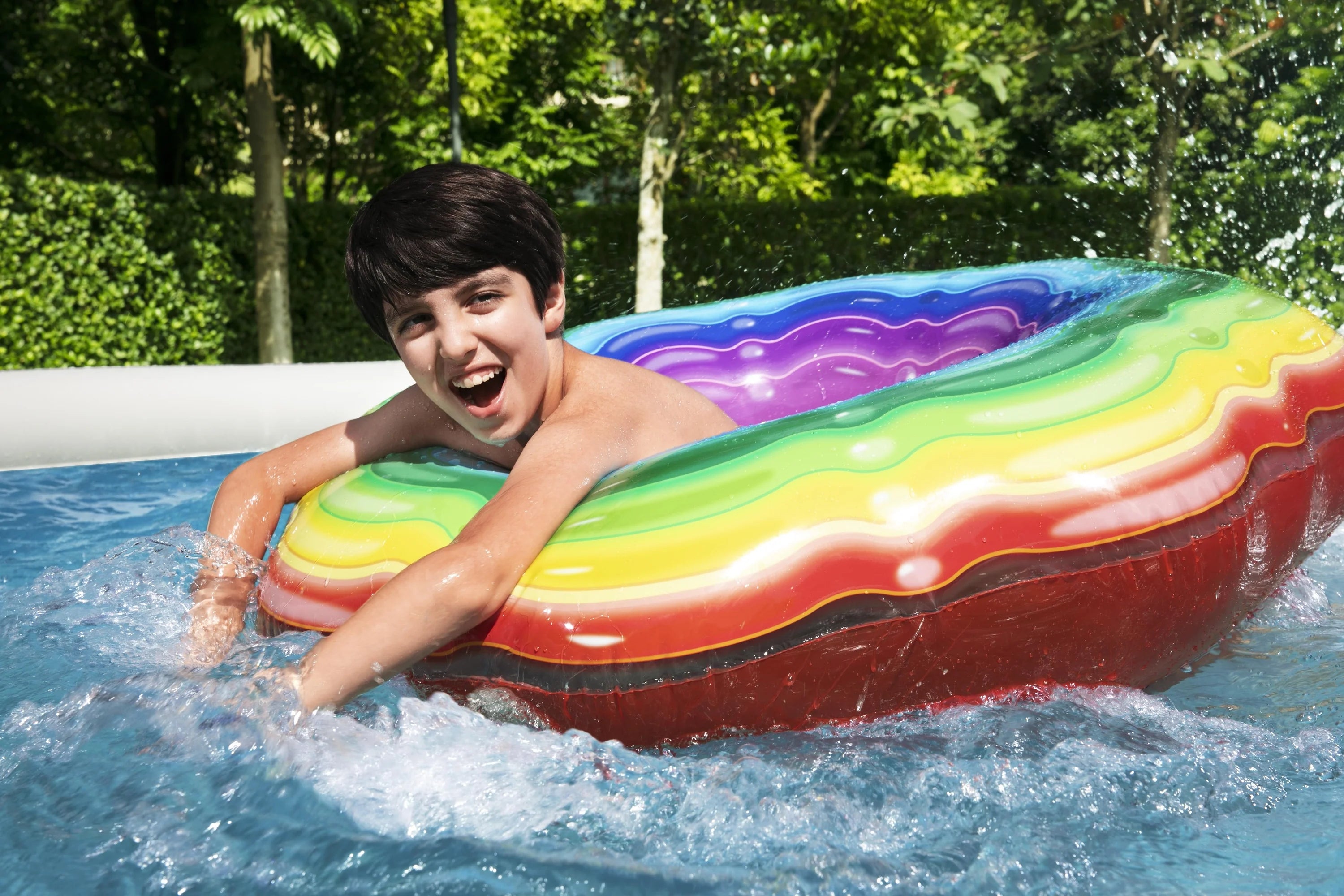 Bestway 13ft x 33in Rattan Print Round Fast Set Inflatable Pool Set 4