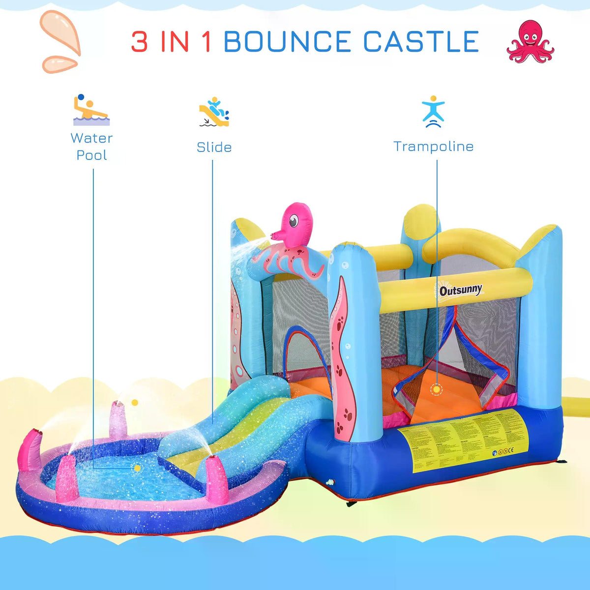 Outsunny Octopus Bouncy Castle Water Park