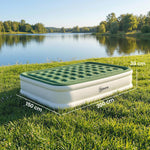 Outsunny Inflatable Mattress, Double Air Bed with Built-in Electric Pump, 3 Mins Inflation, Flocked Surface - Dark Green