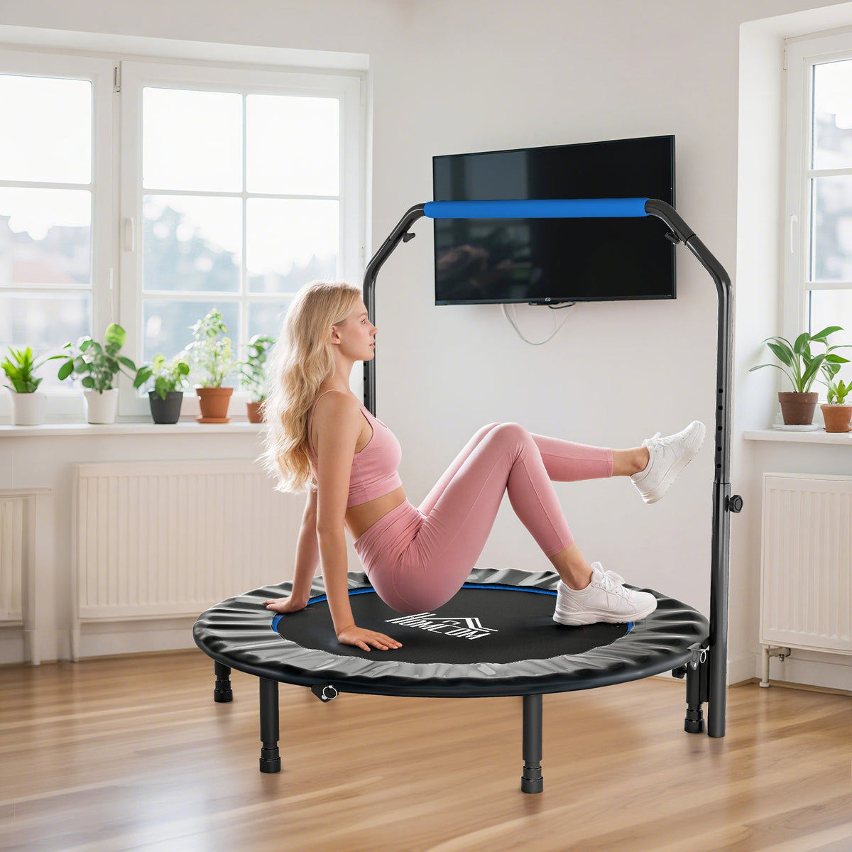 HOMCOM 48" Foldable Mini Fitness Trampoline - Black