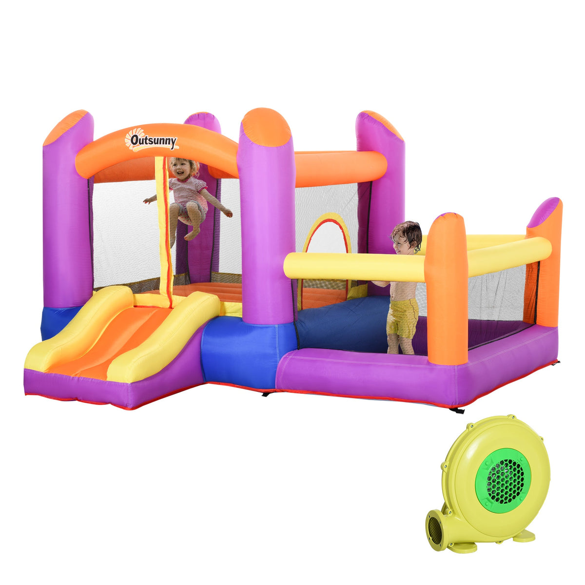 Outsunny 3-in-1 Kids Bouncy Castle with Pool
