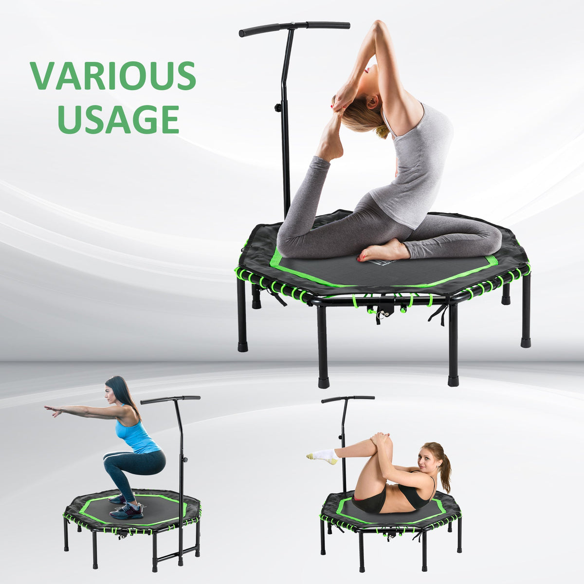 HOMCOM 48" Octagonal Fitness Trampoline - Green