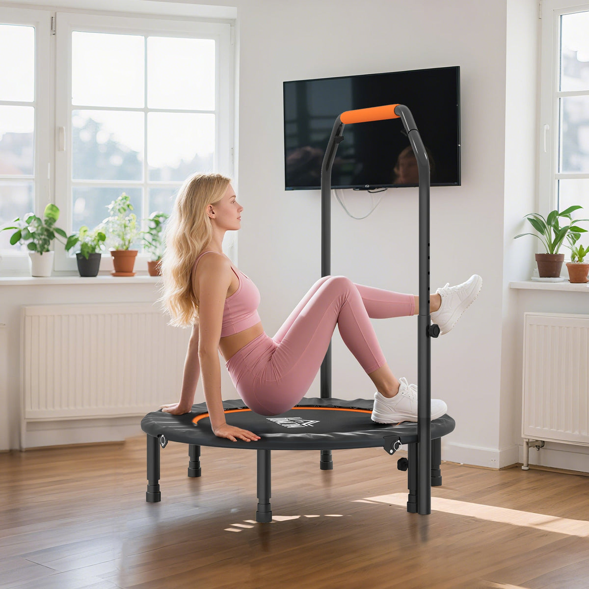 HOMCOM 40" Foldable Mini Fitness Trampoline - Black