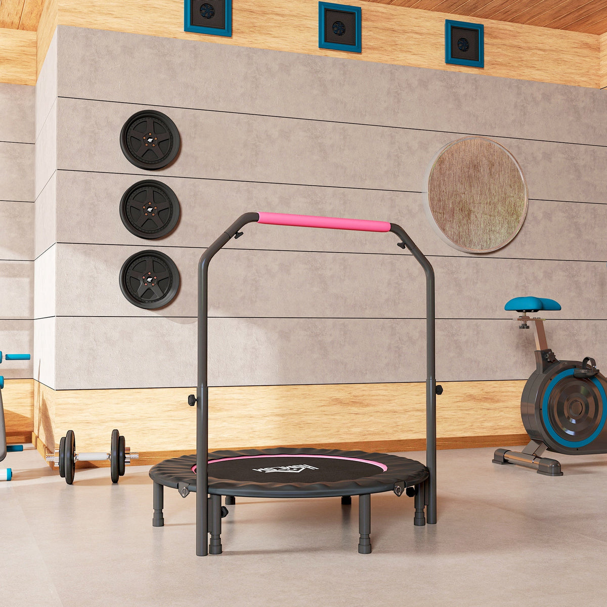 HOMCOM 45" Foldable Mini Fitness Trampoline - Black