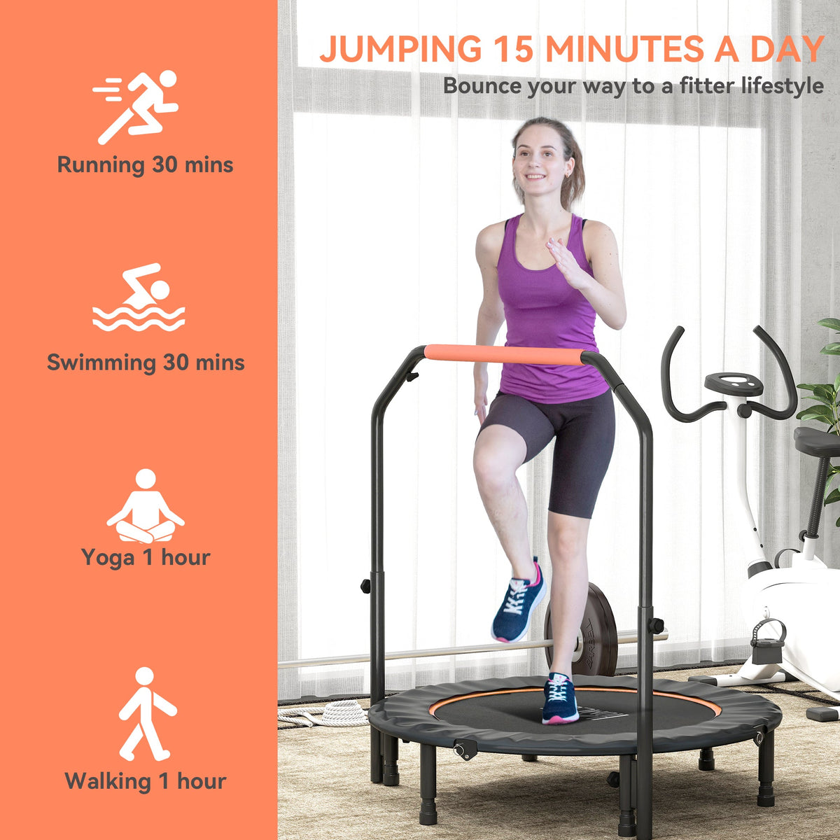 HOMCOM 45" Foldable Mini Fitness Trampoline - Black