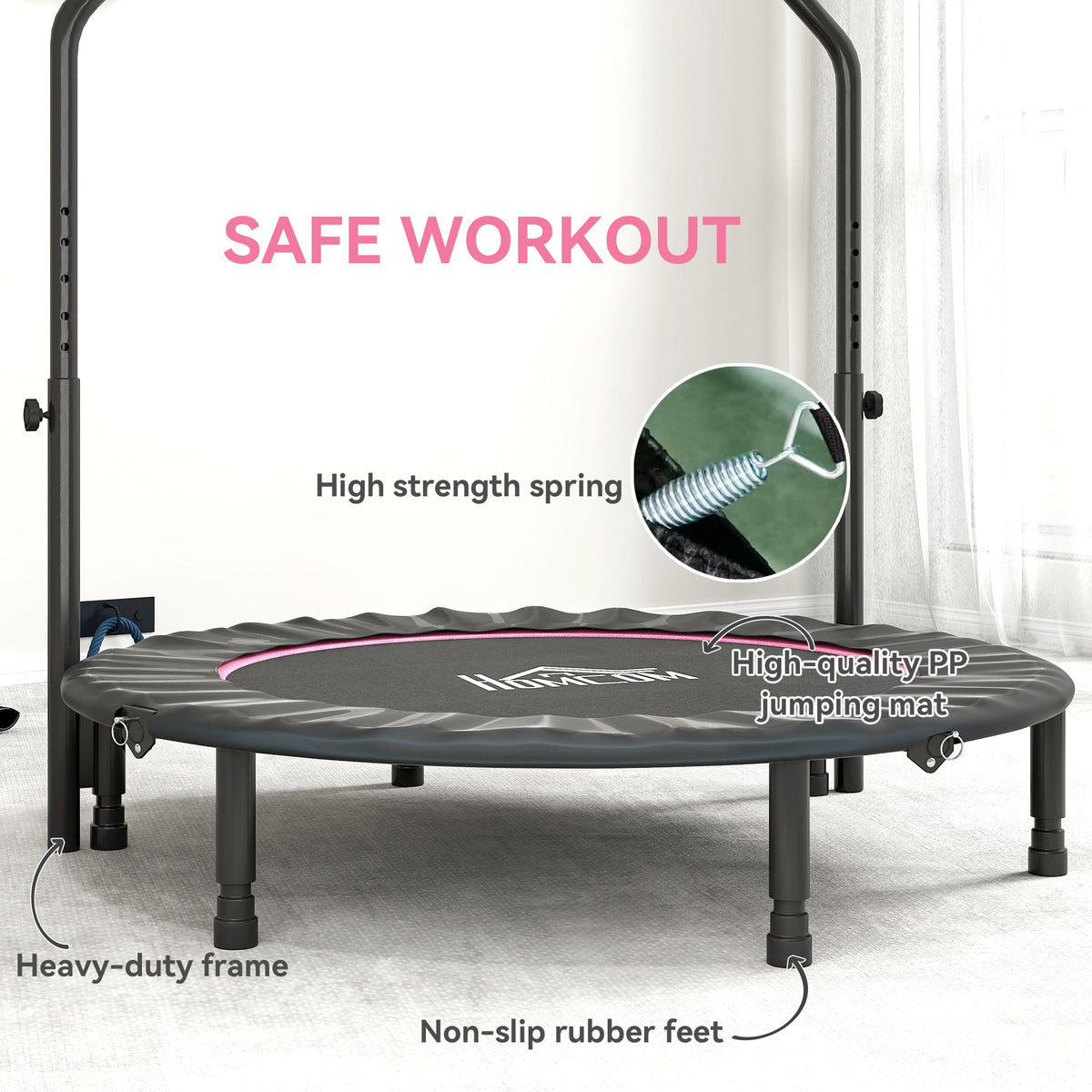 HOMCOM 48" Foldable Mini Fitness Trampoline - Black