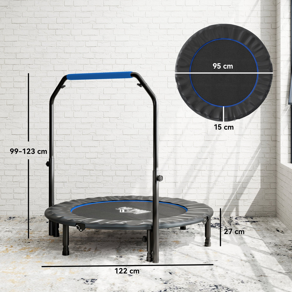 HOMCOM 48" Foldable Mini Fitness Trampoline - Black