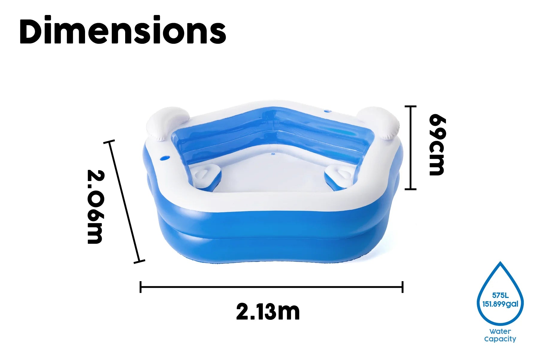 Bestway Family Inflatable Paddling Pool with Built-In Seats 9