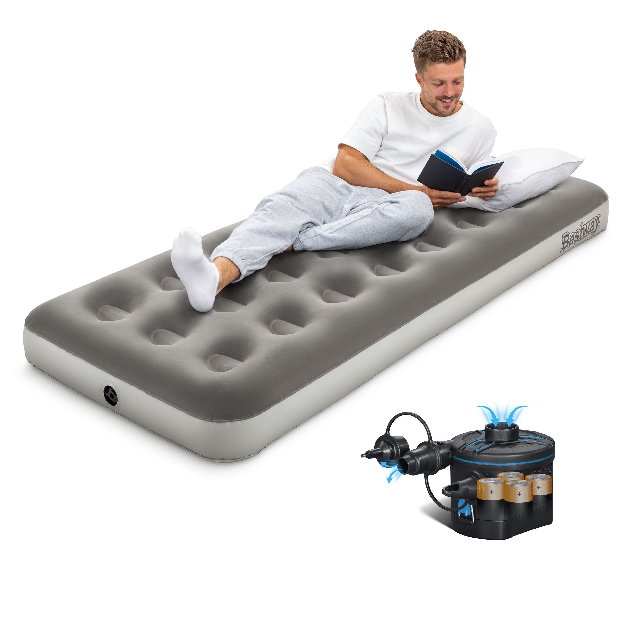 Bestway Air Mattress Jr. Twin with Handheld D Cell Battery Pump