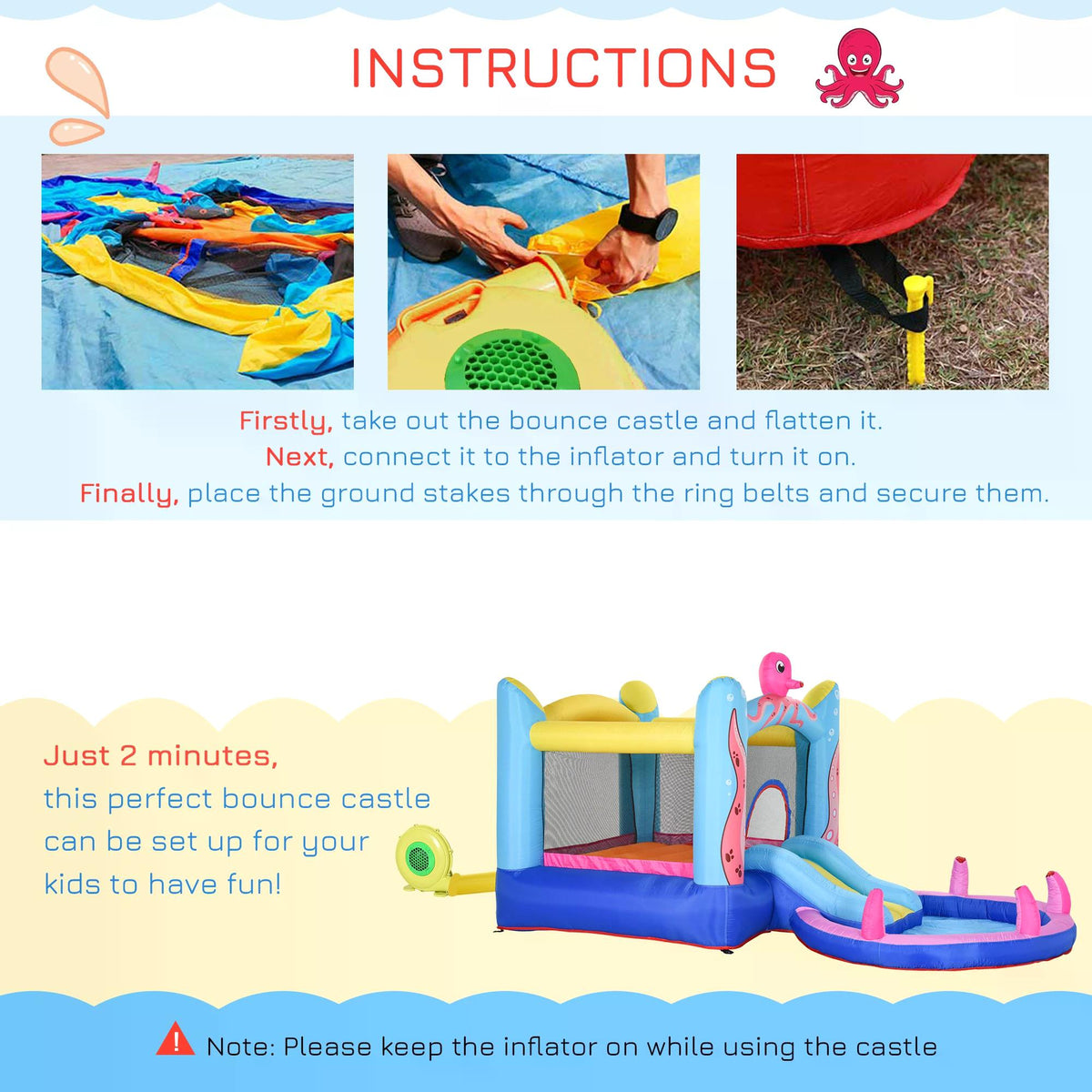 Outsunny Octopus Bouncy Castle Water Park