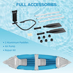 Outsunny Inflatable Kayak 2-Person Inflatable Canoe Boat Set with Air Pump, Aluminium Oars, Blue, 330 x 105 x 50 cm