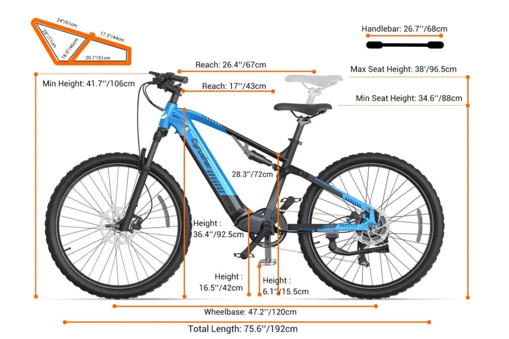 Cyrusher Flex Electric Mountain Bike 250W 48V 15Ah Cyrusher