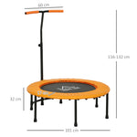 HOMCOM 40" Mini Fitness Trampoline with Handle - Black