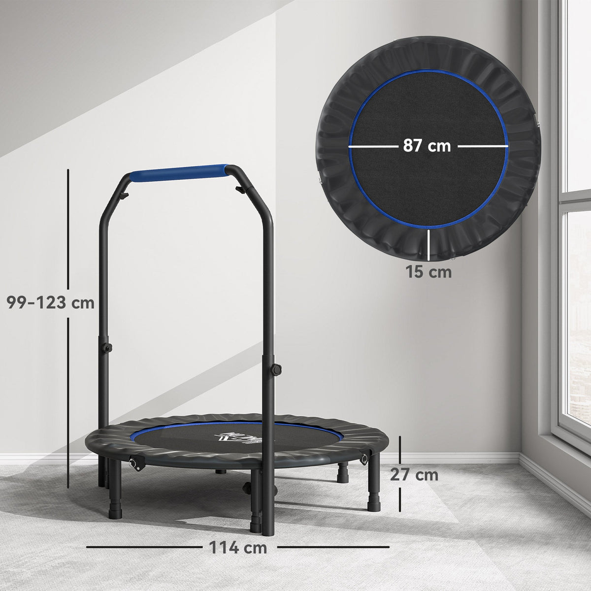 HOMCOM 45" Foldable Mini Fitness Trampoline - Black
