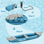 Outsunny Inflatable Kayak 2-Person Inflatable Canoe Boat Set with Air Pump, Aluminium Oars, Blue, 330 x 105 x 50 cm