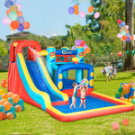 Outsunny 4-in-1 Bouncy Castle, with Slide, Trampoline, Climbing Wall, Blower, Multicoloured