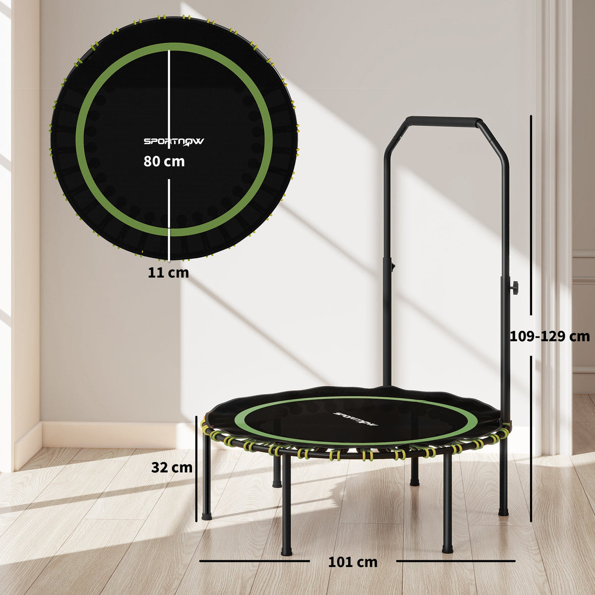SPORTNOW 40" Foldable Fitness Trampoline - Green