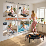 HOMCOM Fitness Trampoline with Adjustable Handle - Orange