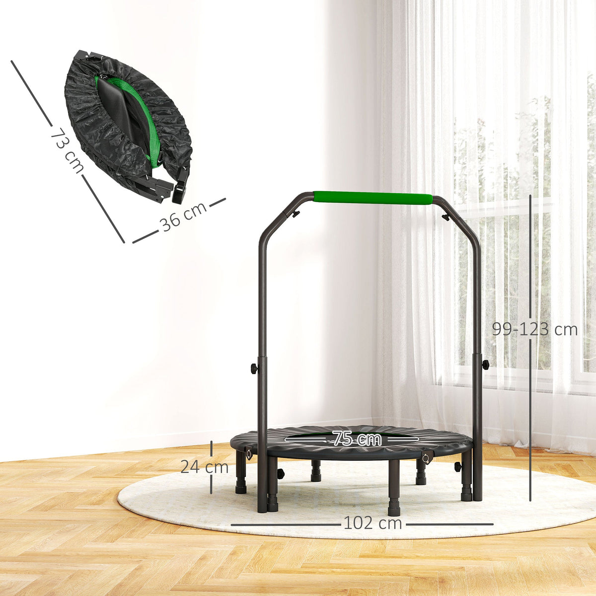 HOMCOM 40" Foldable Mini Fitness Trampoline - Black