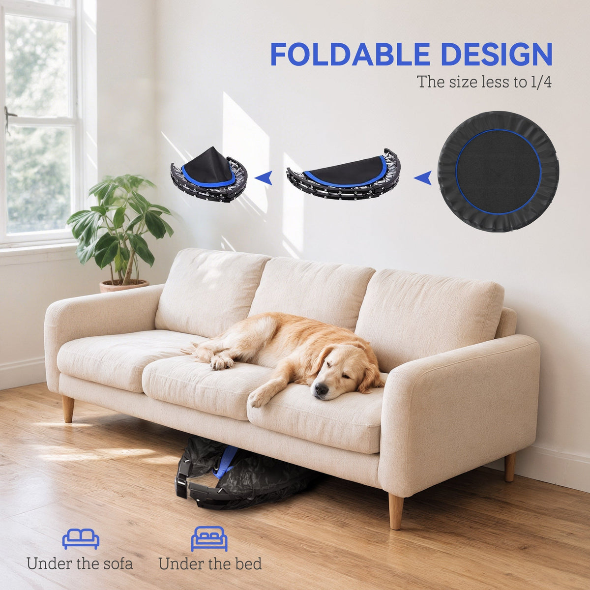 HOMCOM 48" Foldable Mini Fitness Trampoline - Black