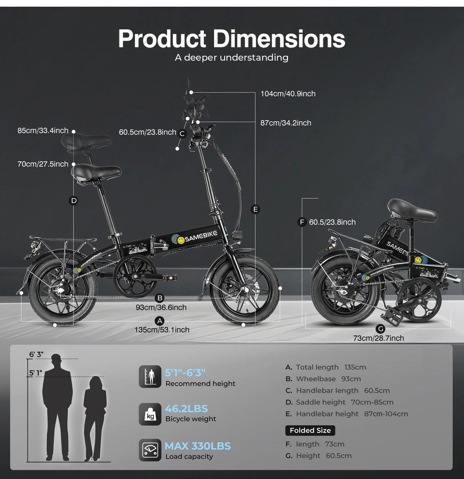 Samebike YINYU14 14” Electric Bike 36V 7.8A Samebike