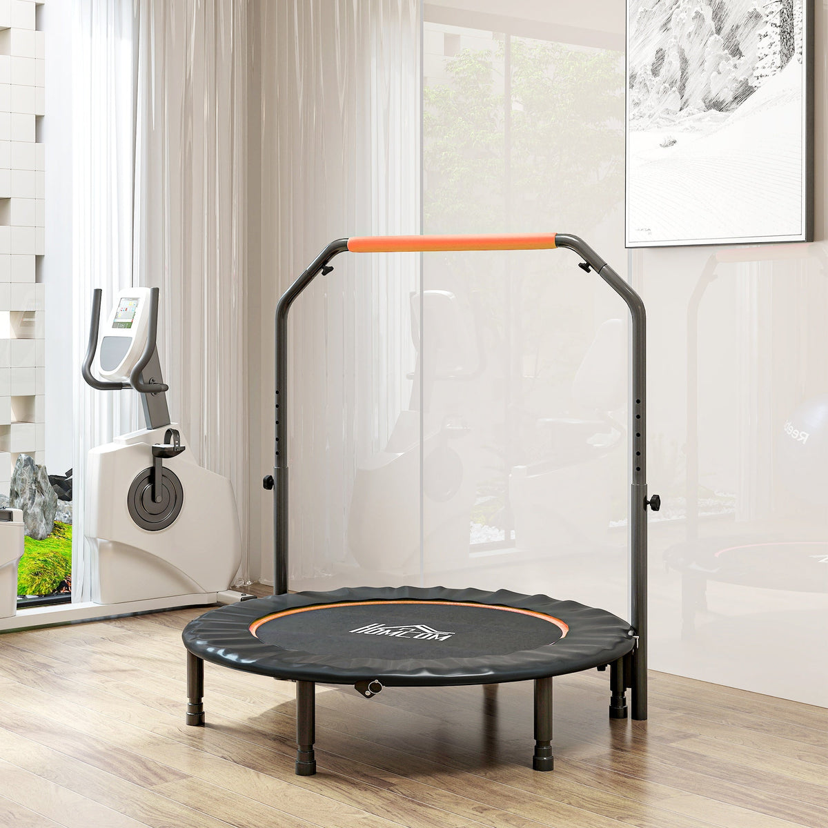 HOMCOM 45" Foldable Mini Fitness Trampoline - Black