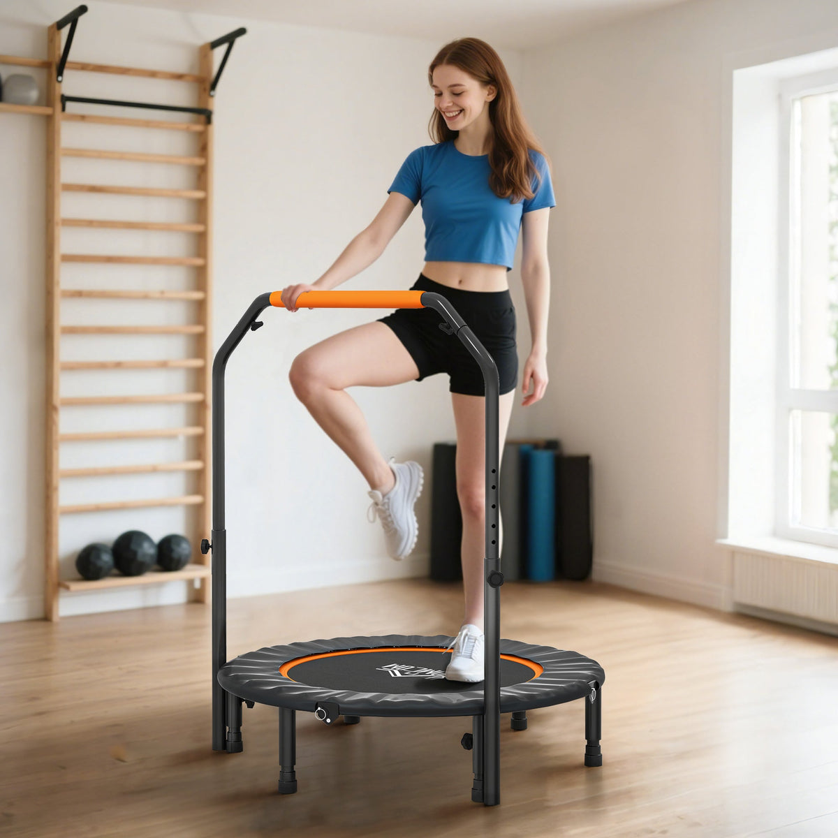 HOMCOM 40" Foldable Mini Fitness Trampoline - Black