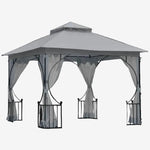 Outsunny 3x3m Hot Tub Gazebo with Curtains & Double Roof - Light Grey