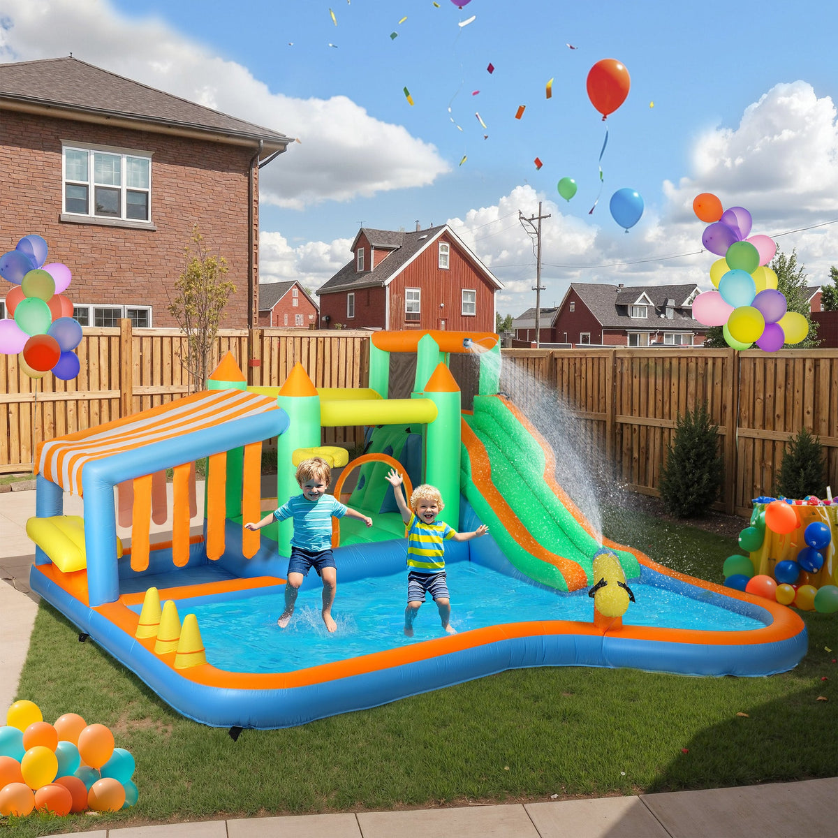 AIYAPLAY 8-in-1 Bounce House with 550W Blower