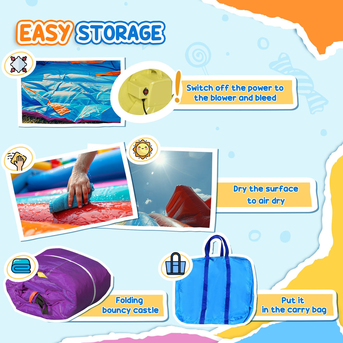 Outsunny 3-in-1 Kids Bouncy Castle with Pool