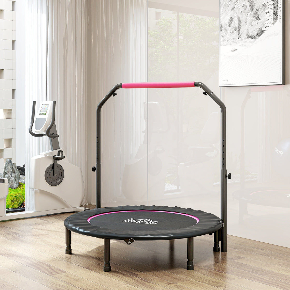 HOMCOM 45" Foldable Mini Fitness Trampoline - Black