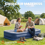 Outsunny Inflatable Mattress, Single Air Bed with Built-in Electric Pump, 3 Mins Inflation, Flocked Surface - Grey