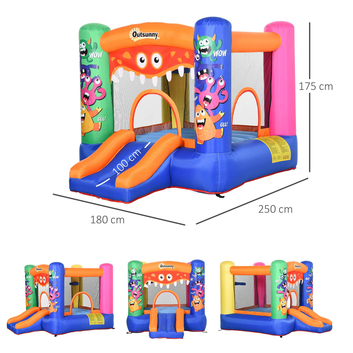 Outsunny Monster Bouncy Castle with Slide