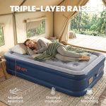 Outsunny Inflatable Mattress, Single Air Bed with Built-in Electric Pump, 3 Mins Inflation, Flocked Surface - Grey