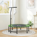 HOMCOM Mini Round Trampoline with Adjustable Handle - Green