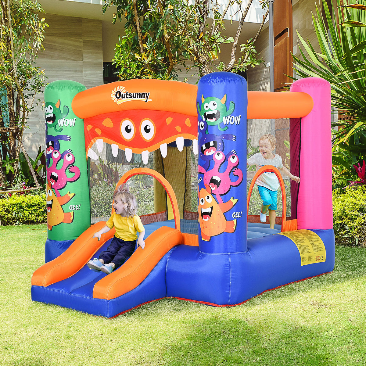 Outsunny Monster Bouncy Castle with Slide