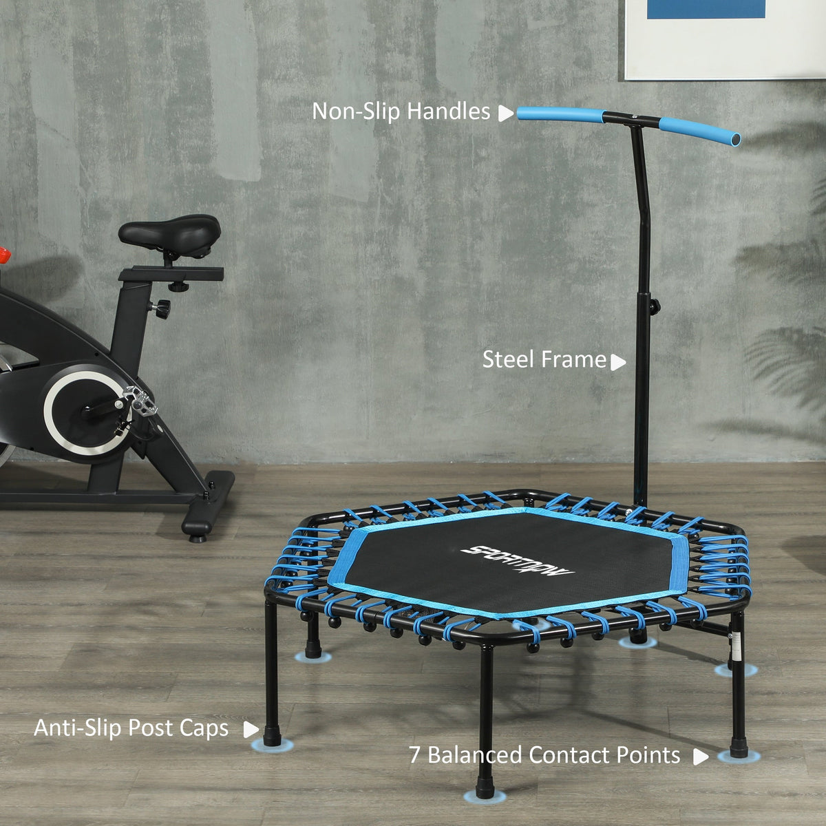 SPORTNOW 45" Bungee Fitness Trampoline with Handle - Blue