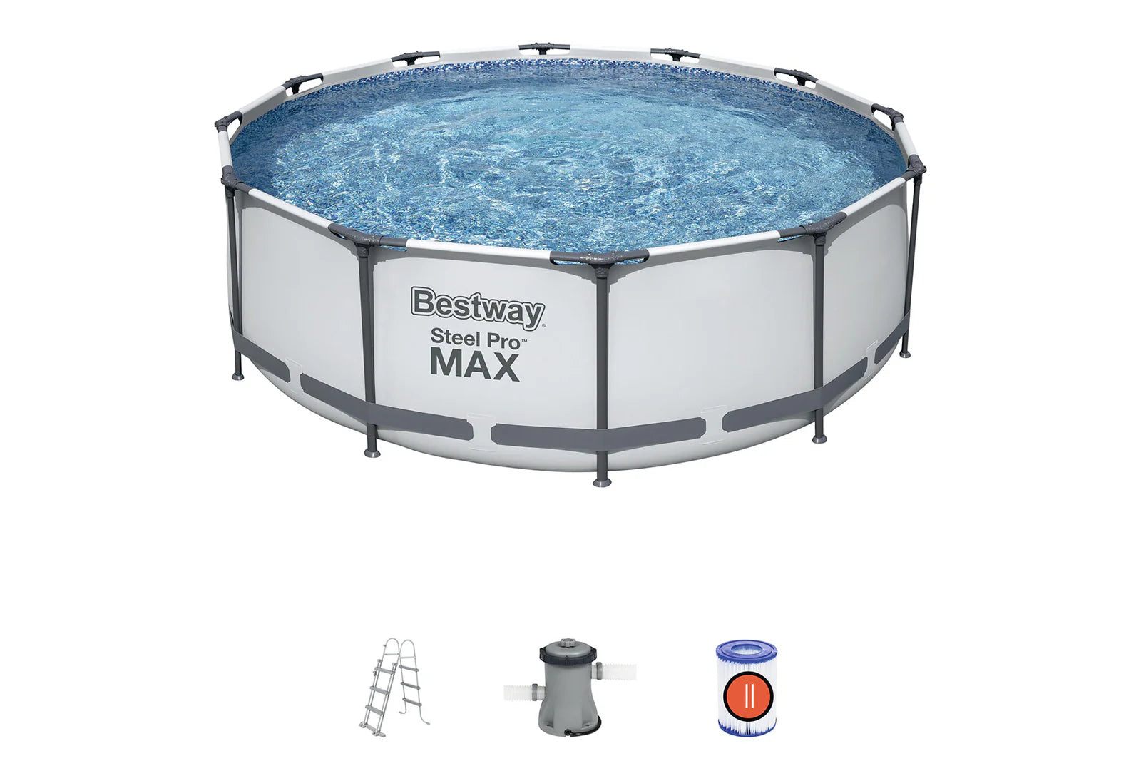 Bestway Grey Round Steel Pro Max Pool Set 12ft x 39.5in 5