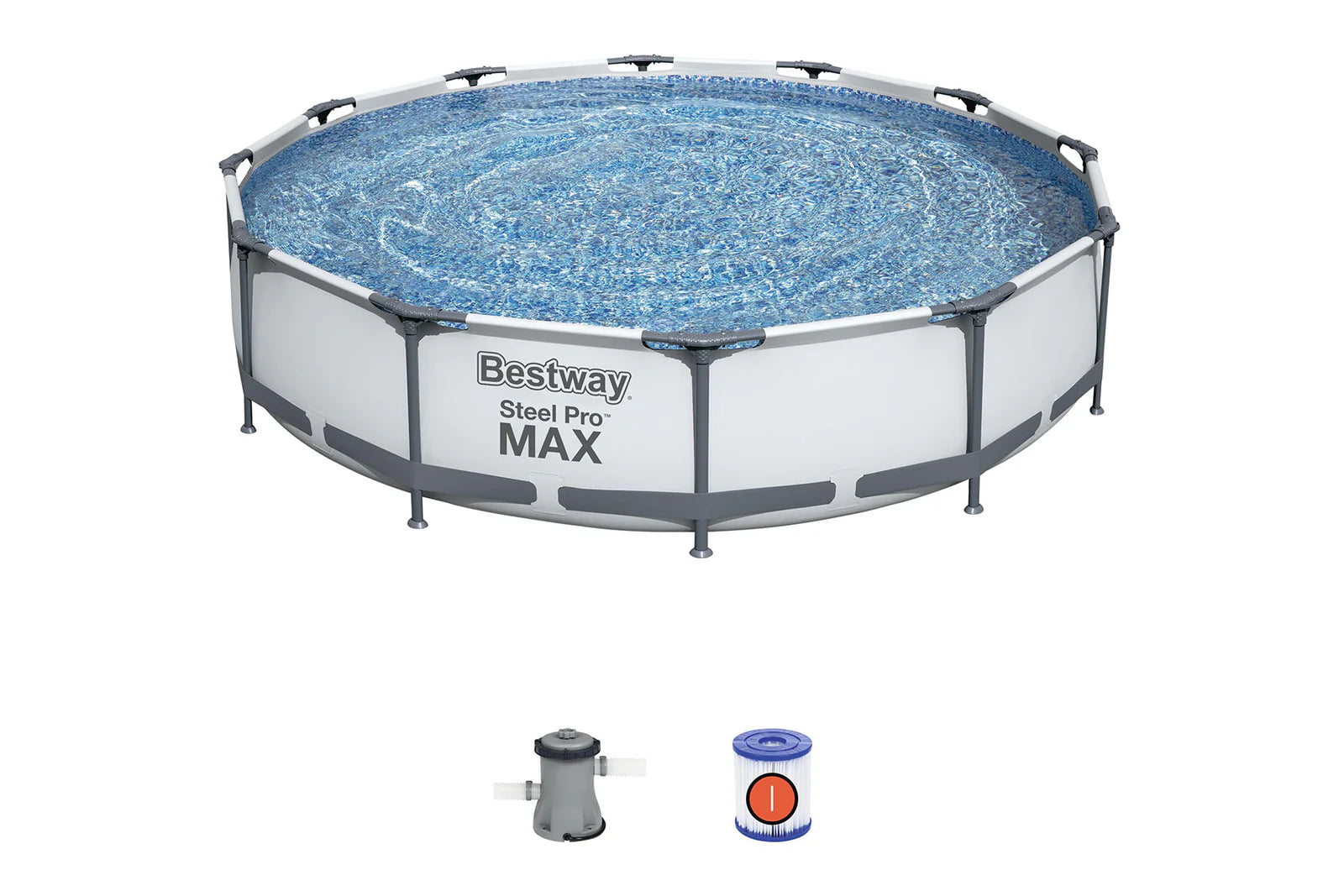 Bestway 12ft x 30in Grey Round Steel Pro Max Pool Set 3