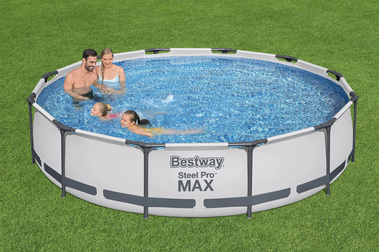 Bestway 12ft x 30in Grey Round Steel Pro Max Pool Set 4