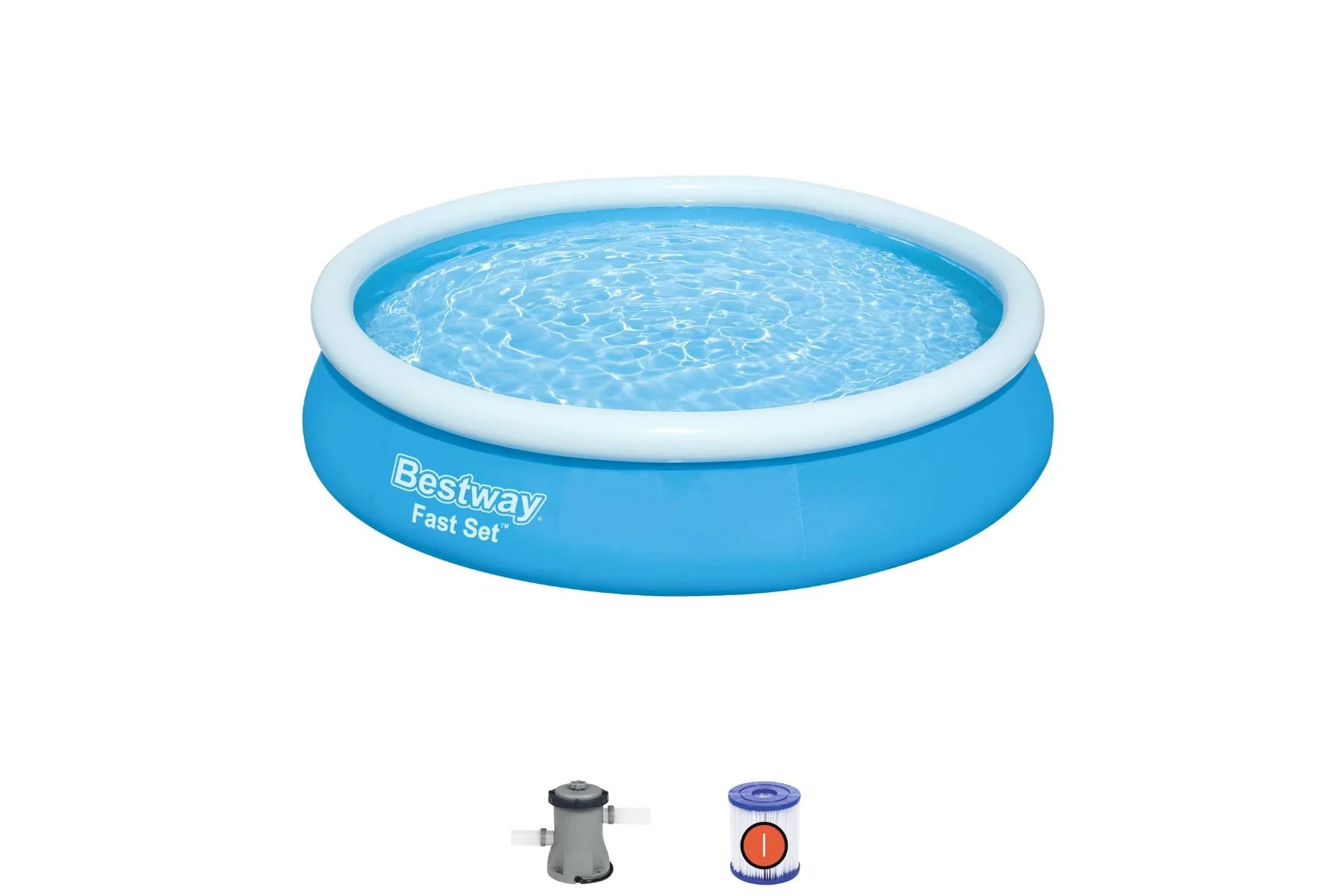 Bestway 12ft x 30in Blue Round Fast Set Inflatable Pool Set 2