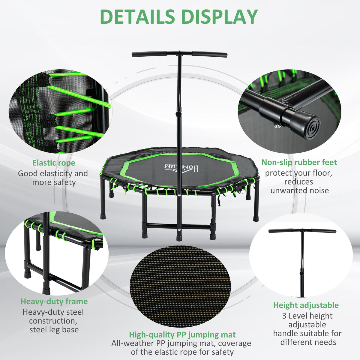 HOMCOM 48" Octagonal Fitness Trampoline - Green