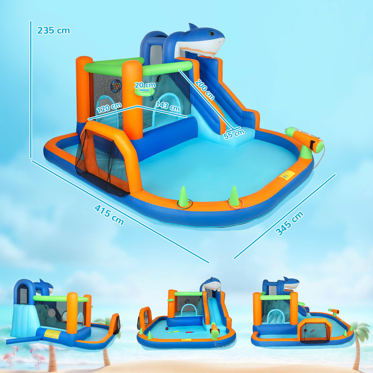 AIYAPLAY Shark Bounce House with Slide